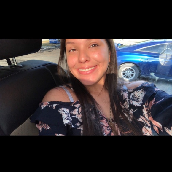 Blue Flowery Dressy Blouse - Picture 3 of 3